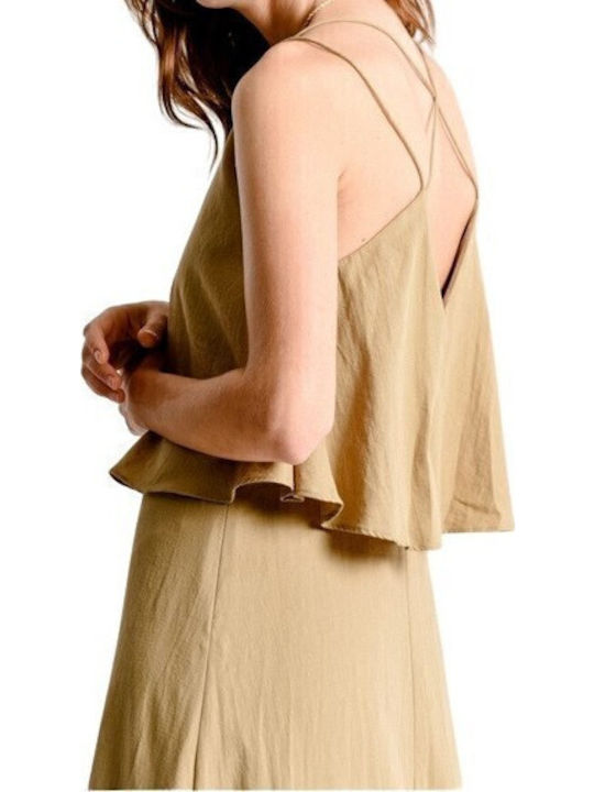 Molly Ladies Woven Dress Καλοκαιρινό Maxi Φόρεμα Πράσινο