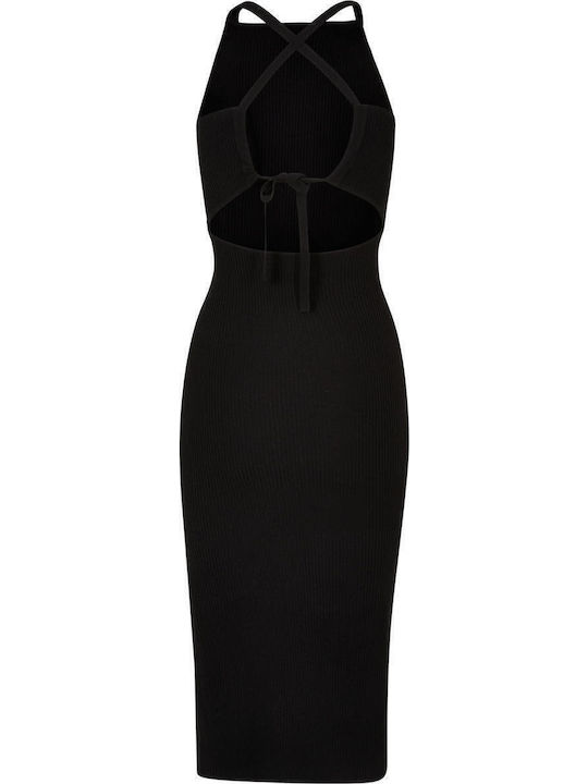 Sommer Midi Damenkleid Gestrickt Schwarze