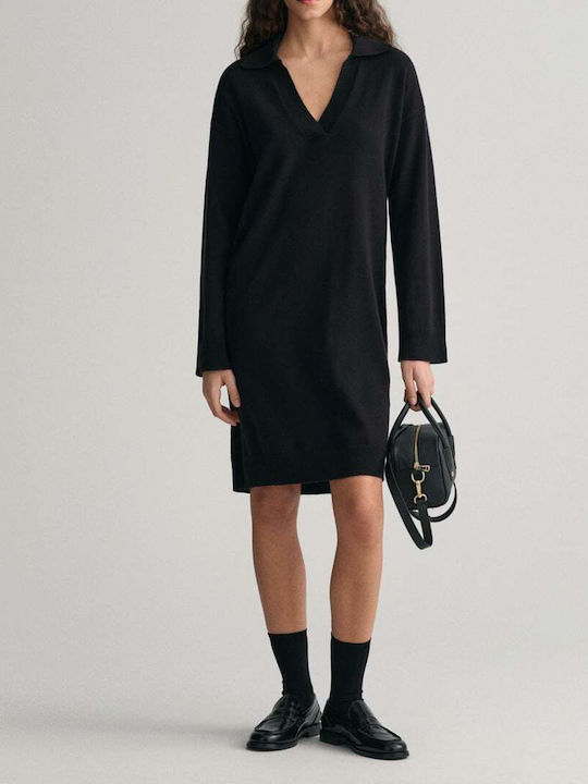 Mini Dress Long Sleeve Knitted Black