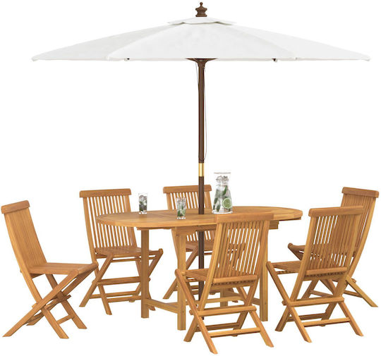 Outdoor Dining Set 7 Pieces Brown