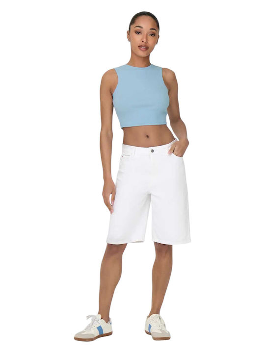 Vilma Damen Crop Top Baumwolle Ärmellos Clear Sky Blue