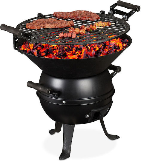 Cast Iron Grill 39x46x36 Cm Height Adjustable In 3 Levels Relaxdays