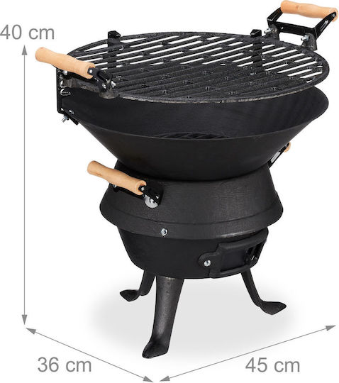 Gusseisen-Grill 40x45x36 cm Höhenverstellbar Relaxdays