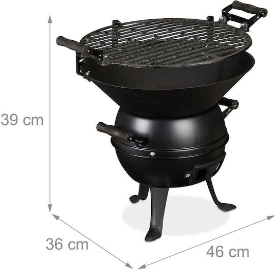 Cast Iron Grill 39x46x36 Cm Height Adjustable In 3 Levels Relaxdays