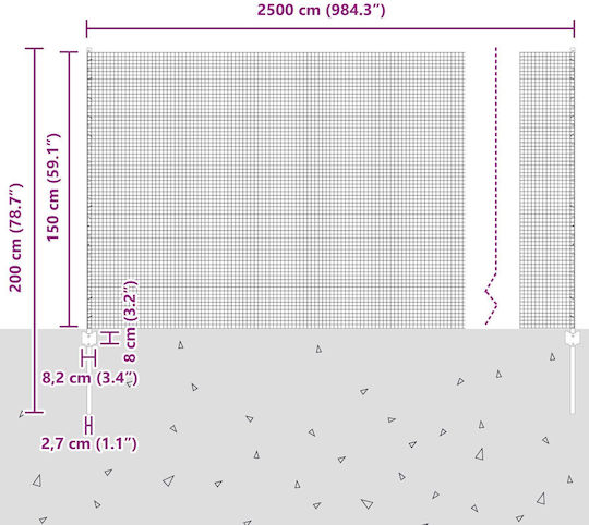 vidaXL Drahtgeflecht Elektrische Gitarren Gray 1.5x25m