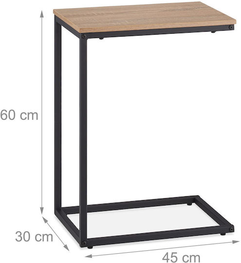 Masă Laterală Rectangulară din Lemn Masiv Maro/Negru L60xL30xÎ45cm