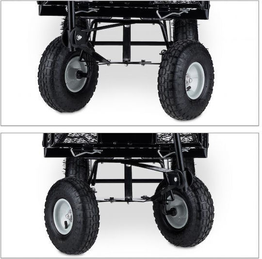 Relaxdays Cărucior de Transport Negru Acoperire Roți Gri 83 X 51 X 110 Cm Sarcină Maximă 500 Kg