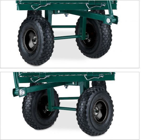 Cărucior de transport Relaxdays verde, sarcină maximă 200 kg, 50 x 50 x 110 cm