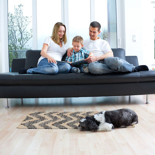 Relaxdays Αντιολισθητικό Χαλί Ορθογώνιο Βαμβακερό Black-beige 70x140cm