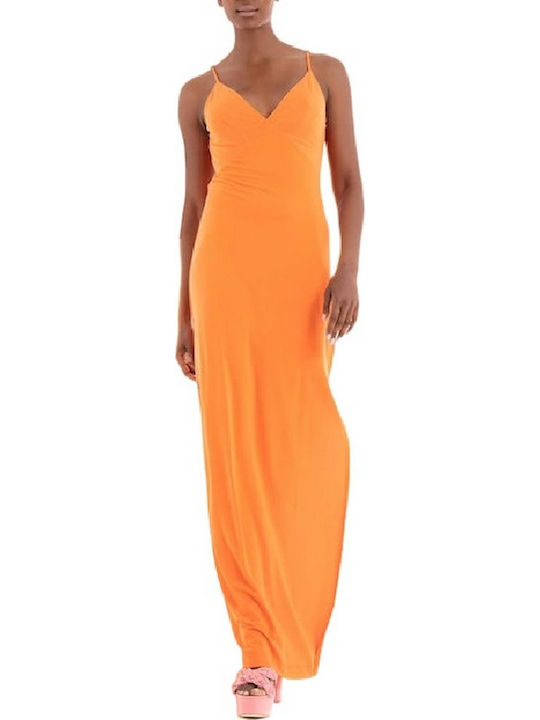 Ramsha Summer Maxi Dress with Slit Orange