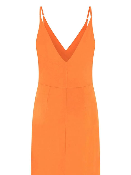 Ramsha Summer Maxi Dress with Slit Orange