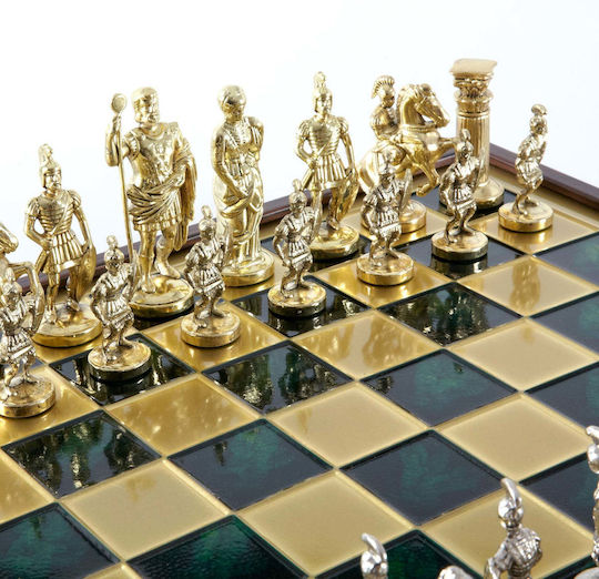 Manopoulos Schachfiguren Handgefertigt Grün / Gold / Silber