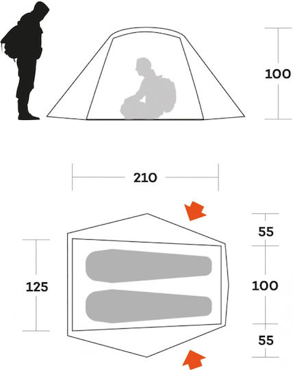 Ferrino Σκηνή Camping Igloo Μπλε 3 Εποχών για 2 Άτομα
