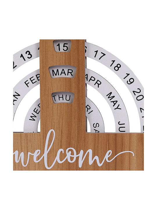 Decorative Wooden Desktop Calendar with Rotating Circles Welcome To Our Home