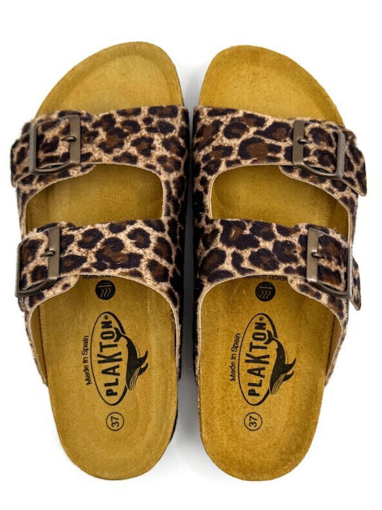 Beta Leather Women's Flat Sandals Pelo Leopardo