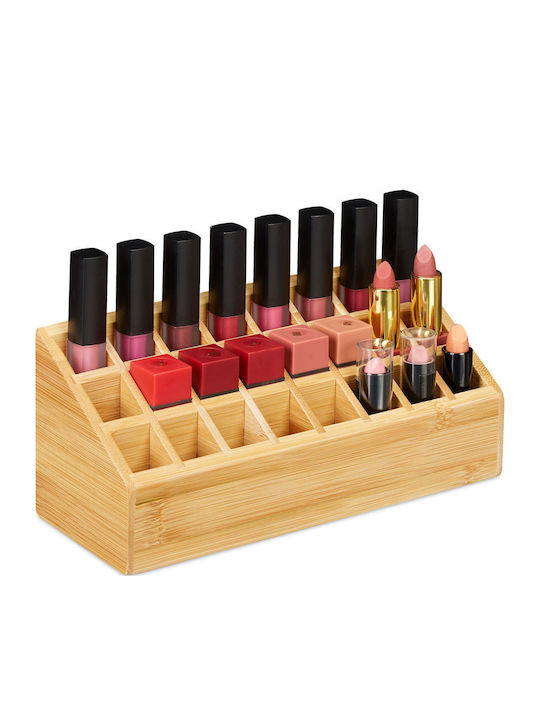 Relaxdays Cosmetics Organizer with Dividers Brown 23x10x9cm