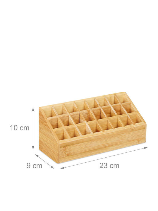 Relaxdays Cosmetics Organizer with Dividers Brown 23x10x9cm