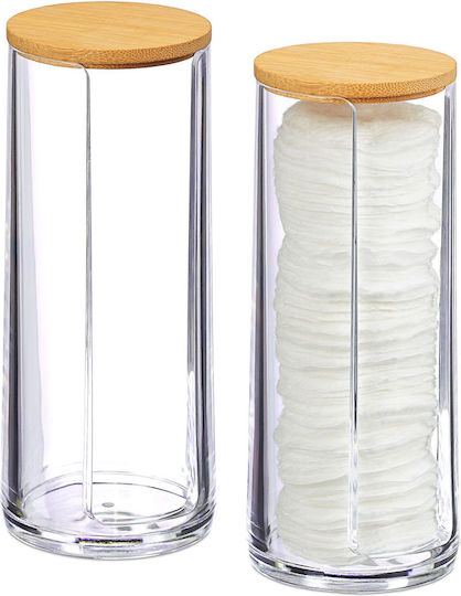 Set 2 Suporturi Organizatoare pentru Depozitare Dischete Demachiante Relaxdays Plastic Transparent Bambus Dimensiuni 20 X 7 Cm Set 2 Suporturi Organizatoare pentru Depozitare Dischete Demachiante Relaxdays Plastic Transparent Bambus Dimensiuni 20 X 7 Cm
