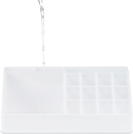 Relaxdays Kosmetikorganisator mit Trennzeichen Weiß 22x12,5x8cm