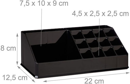 Relaxdays Organizator Cosmetice Cu Separatoare Negru 22x12.5x8cm