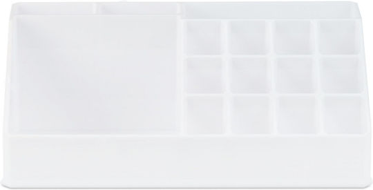 Relaxdays Kosmetikorganisator mit Trennzeichen Weiß 22x12,5x8cm