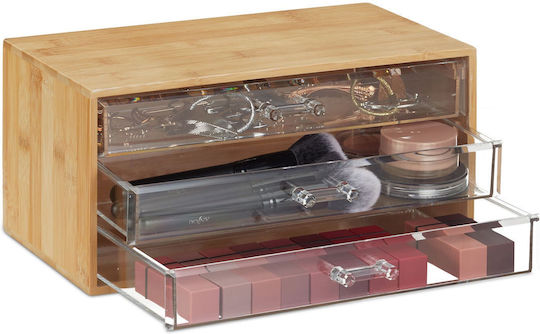 Relaxdays Organizator Cosmetice Cu 3 Sertare Transparent 30x17.5x15cm
