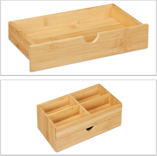 Relaxdays Organizator Cosmetice Cu Sertare Și Separatoare Maro 27x15x11cm