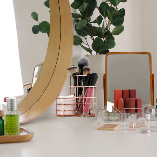 Relaxdays Organizator Cosmetice Cu Separatoare Roz Auriu 12.5x12.5x12cm