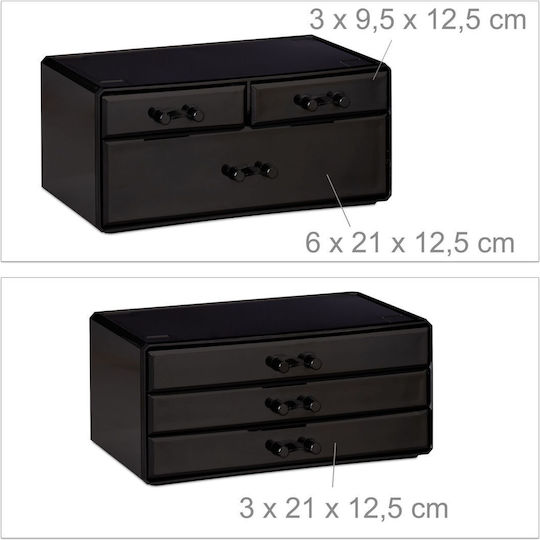 Relaxdays Organizator Cosmetice Cu 6 Sertare Negru 29x23.5x14cm