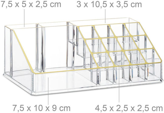 Relaxdays Stand De Organizare Cosmetice Cu Niveluri Transparent 29x23.5x14cm