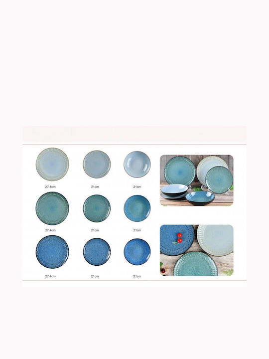 Saray Home Geschirrset Keramik Blau 12Stück