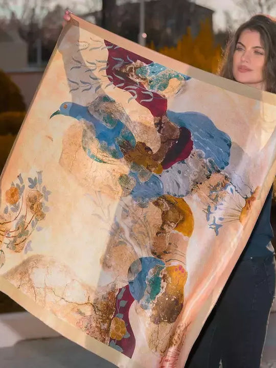 Kalfas Luxury Silk Square Women's Silk Scarf Blue