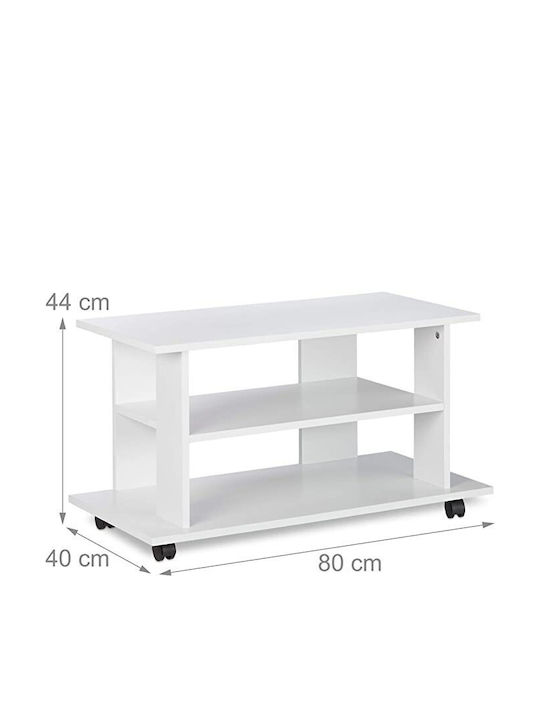 Stand TV cu Roți Alb L80xA40xÎ40cm