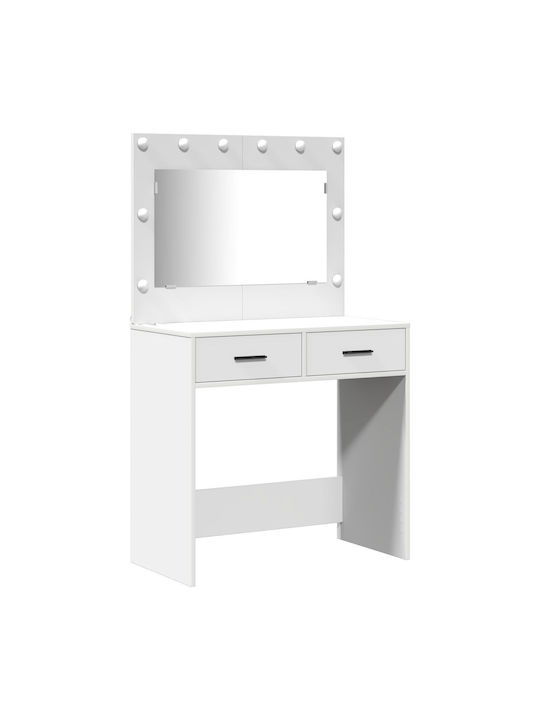 Bodenstehende Schminktisch Schlafzimmer Holz Weiß mit Spiegel 78.5x41x135cm