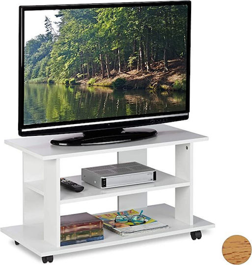 Έπιπλο Τηλεόρασης με Ρόδες Λευκό Μ80xΠ40xΥ40cm
