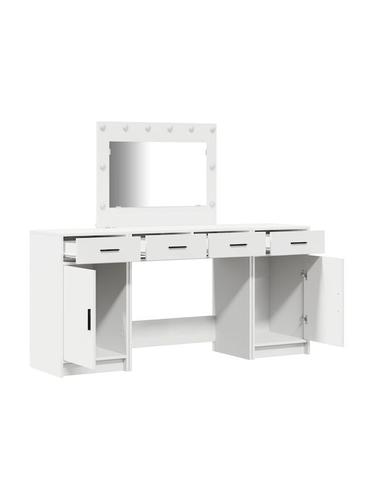 Bodenstehende Schminktisch Schlafzimmer Holz Weiß mit Spiegel 78.5x41x135cm