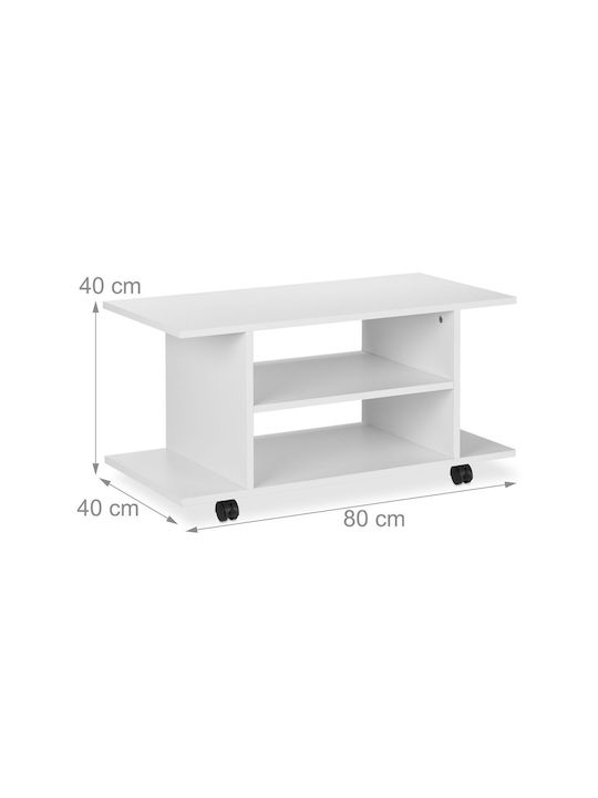 TV-Ständer mit Rädern Weiß M40xT80xH40cm