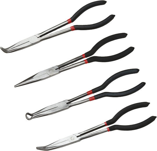 Set 4 Clești Profesionali Lungime 28 Cm – Clește Drept Clește Tip Ac 90° Clește Tip Ac 45° Clește pentru Coliere Furtun – Trusă de Reparații Auto Diy Cu Husă de Transport Onuvio