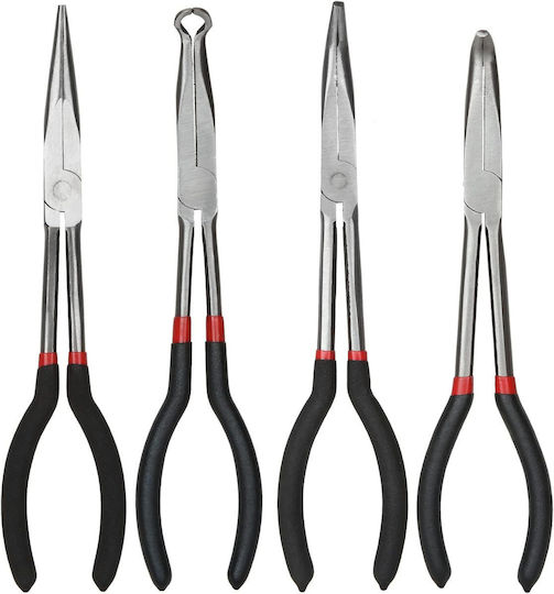 Set 4 Clești Profesionali Lungime 28 Cm – Clește Drept Clește Tip Ac 90° Clește Tip Ac 45° Clește pentru Coliere Furtun – Trusă de Reparații Auto Diy Cu Husă de Transport Onuvio