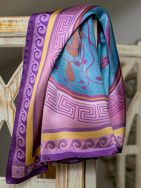 Kalfas Luxury Silk Silk 70x70 Scarf Women's Scarf Multicolour