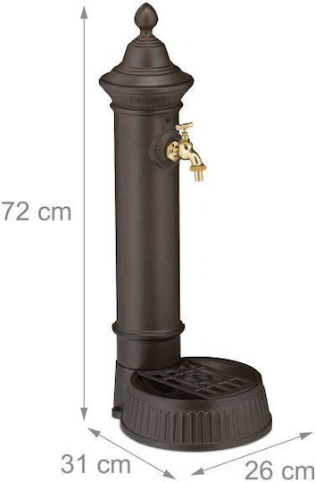 Fântână de Grădină Antică din Aluminiu Turnat Oțel Inoxidabil Robinet Auriu Relaxdays Dimensiuni Aproximativ 72 X 26 X 31 Cm Maro Închis
