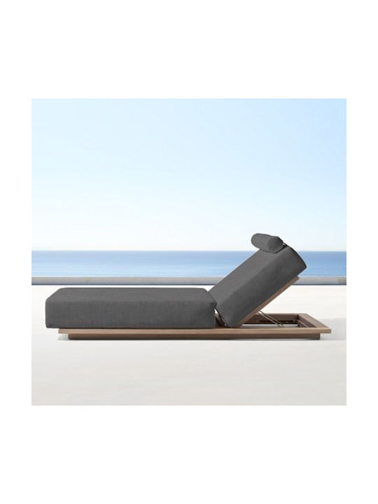 Deckchair Wooden Zizel with Cushion White 209x74x12cm.