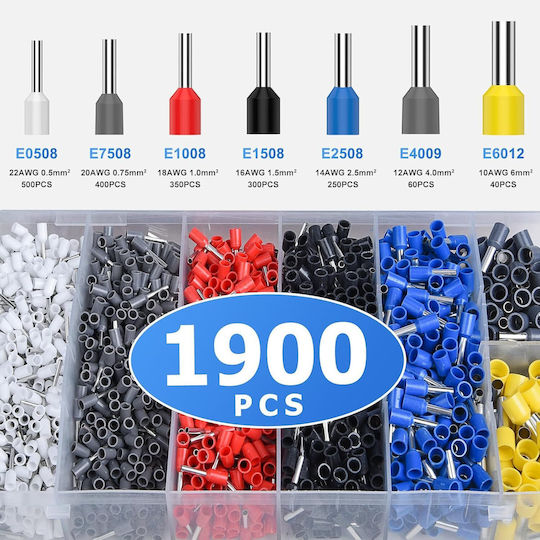 Onuvio Elektrisches Kabel-Crimp-Set Aderendhülsen Automatisches Abisolierwerkzeug Crimpwerkzeug 6 selbstjustierende Backen Automatische Rückkehr 0,25-6 mm 1900 Anschlussstifte