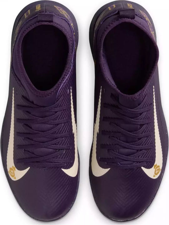Детски Футболни Обувки Високи Mercurial Superfly 10 Club "Kylian Mbappé" с Гумена Подметка и Чорап Grand Purple / Pale Ivory