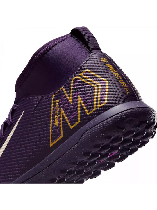 Детски Футболни Обувки Високи Mercurial Superfly 10 Club "Kylian Mbappé" с Гумена Подметка и Чорап Grand Purple / Pale Ivory