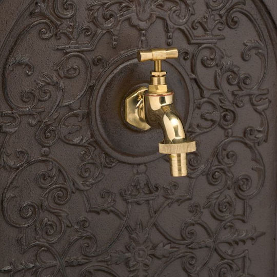 Fântână de Grădină Antică din Aluminiu Turnat Robinet Auriu Scoică Relaxdays Dimensiuni Aprox. 73 X 39 X 32 Cm Maro Închis