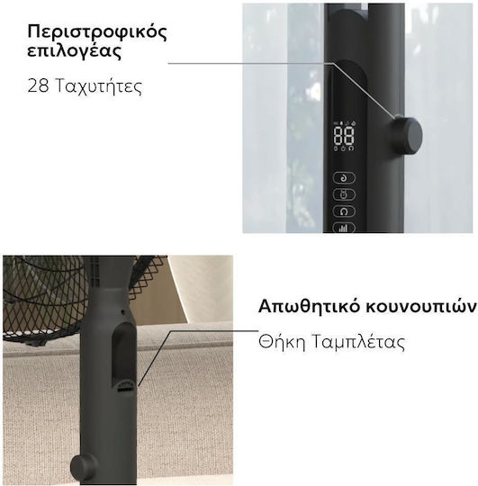 Telemax Ανεμιστήρας Ορθοστάτης 40W με Τηλεχειριστήριο Μαύρος
