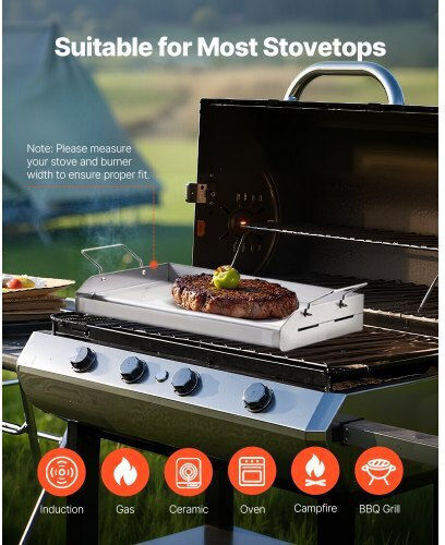 Vevor Tabletop Electric Grill Smooth Plate Inox 42.5cmx27cmcm