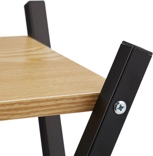 Holz Stahl Blumenständer 2 Regale 57 x 29 x 29 cm Schwarz Hellbraun
