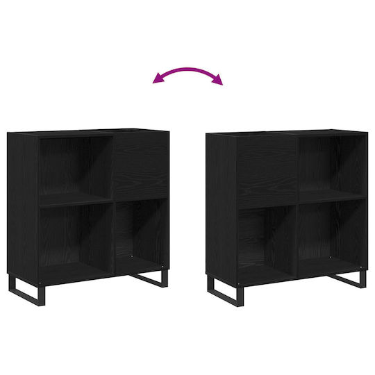Vidaxl Record Cabinet Black Beech 84.5 x 38 x 90 cm Engineered Wood
